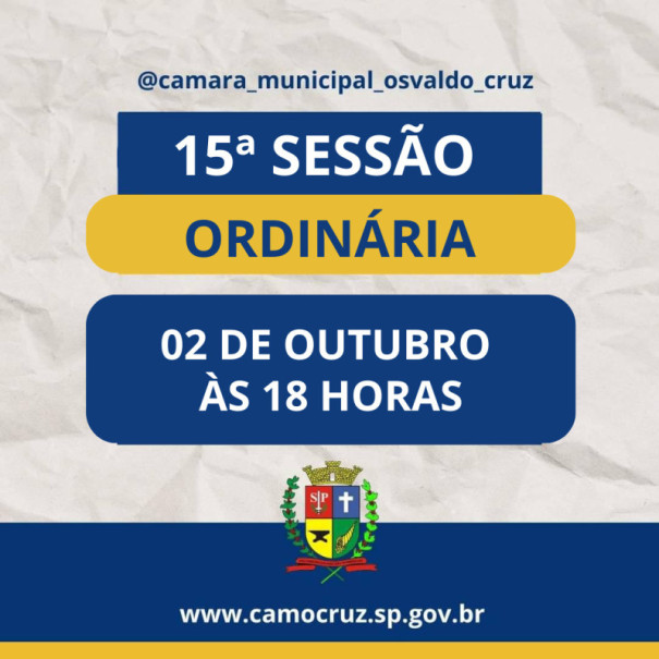 Saiba o que será discutido na sessão ordinária desta segunda-feira, 2 de outubro
