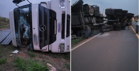 Motorista fica ferido em tombamento na rodovia que liga Queiroz a TupÃ£