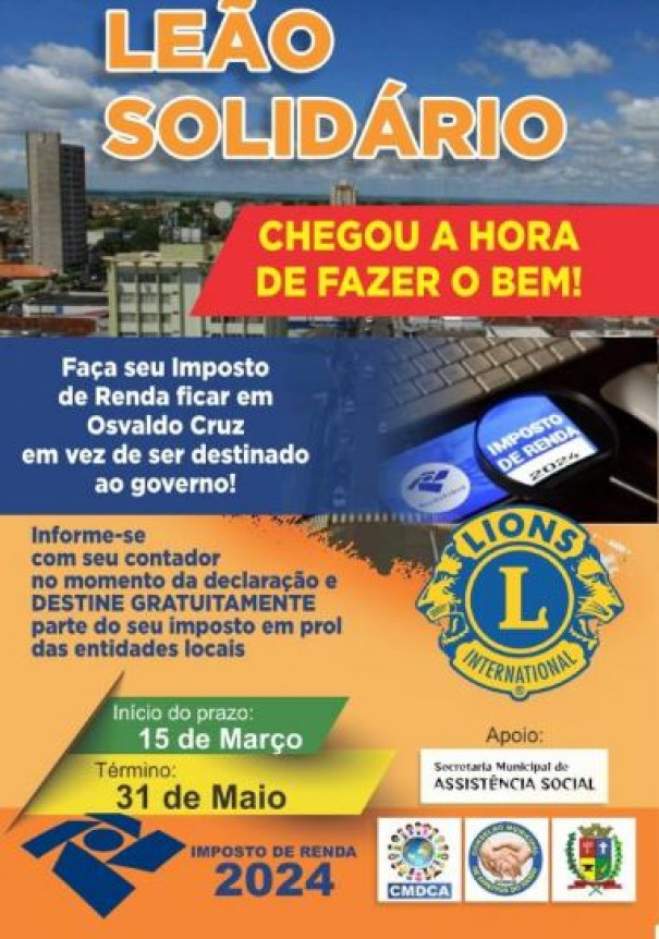 Lions Clube de Osvaldo Cruz realiza a campanha ‘Leão Solidário’
