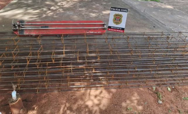 Máquina de cortar pisos e 17 vigas de ferro furtadas de obra em Nova Guataporanga são apreendidas pela Polícia Civil em Panorama
