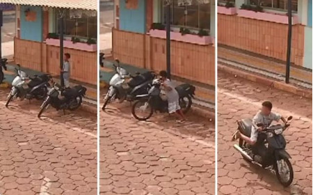 CÃ¢mera flagra menino de 12 anos furtando moto em ParaguaÃ§u Paulista