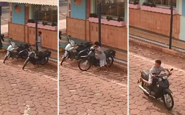 Câmera flagra menino de 12 anos furtando moto em Paraguaçu Paulista