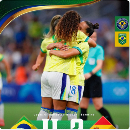 Brasil derrota Espanha e garante lugar na final do futebol feminino 