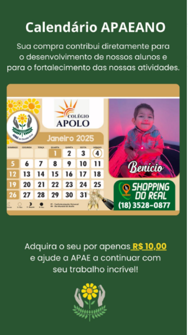 APAE de Osvaldo Cruz já comercializa os calendários Apaeanos