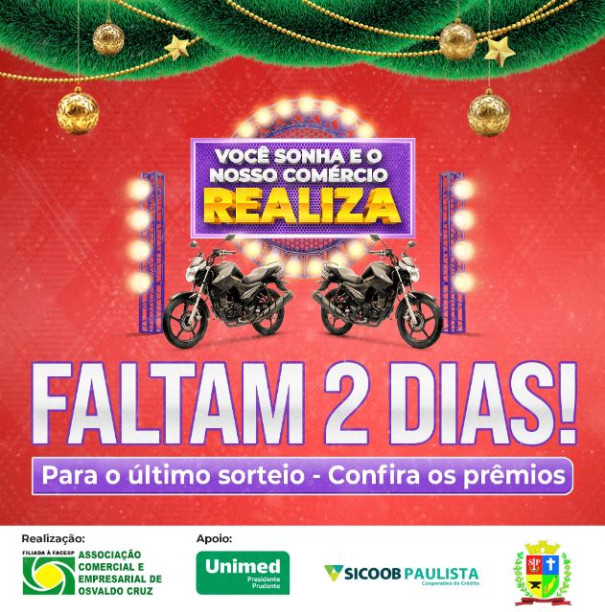 Confira o resultado do último sorteio da campanha Você sonha e o nosso comércio realiza, da ACEOC