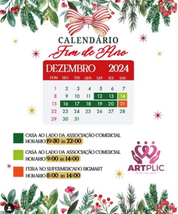 Artesãs do ARTIPLIC vão expor seus trabalhos durante atendimento do comércio no período noturno 