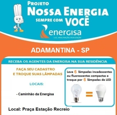 Adamantina recebe unidade mÃ³vel da Energisa para troca de lÃ¢mpadas para famÃ­lias inscritas no programa Tarifa Social de Energia ElÃ©trica