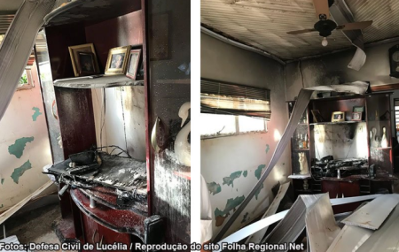 Raio atinge residÃªncia e provoca incÃªndio em LucÃ©lia