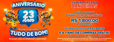 Confira os ganhadores da Campanha de AniversÃ¡rio de 23 anos do Supermercado Bandeiras 