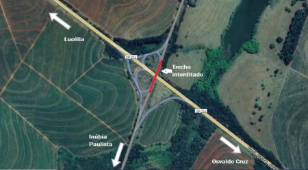 Obras de elevaÃ§Ã£o de viaduto causam interdiÃ§Ã£o na SP-294, em InÃºbia Paulista