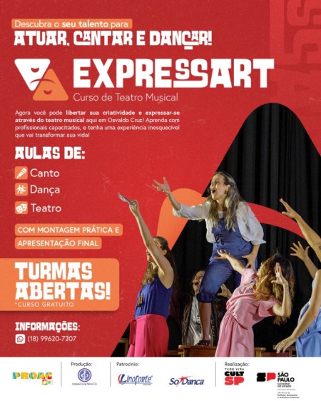 Expressart, curso de teatro musical estÃ¡ com inscriÃ§Ãµes abertas