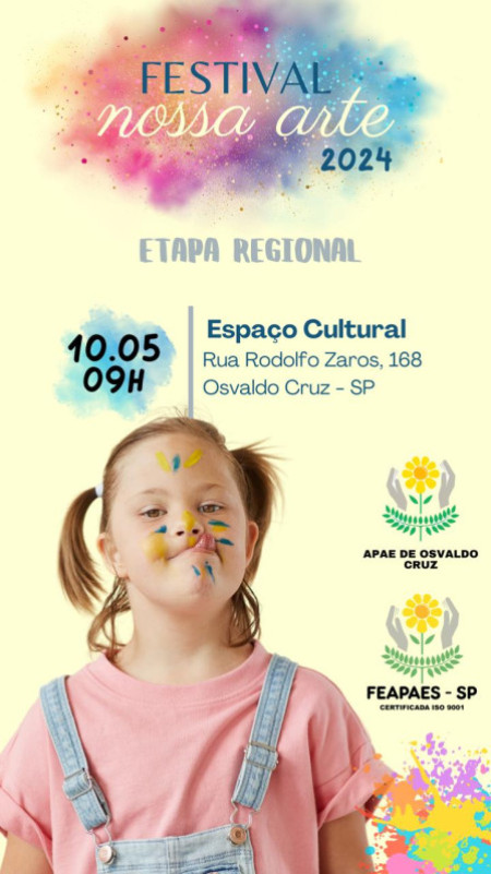 APAE de Osvaldo Cruz se classifica nas categorias musical e artes visuais e disputa a fase Estadual do Festival âNossa Arteâ