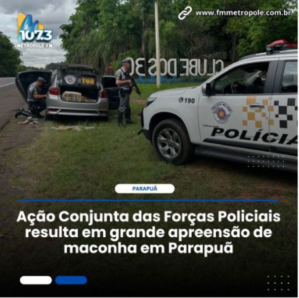 Ação Conjunta das Forças Policiais resulta em grande apreensão de maconha em Parapuã