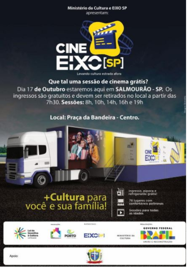 Salmourão vai receber a carreta Cine Eixo-SP