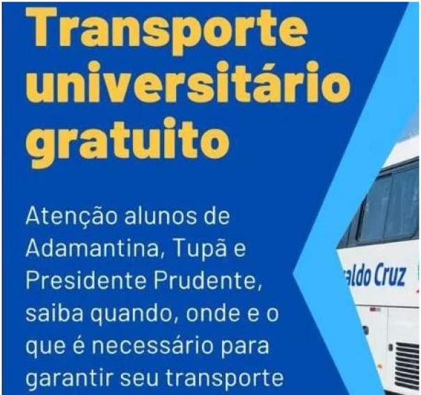 Inscrições para o transporte de universitários e alunos de cursos técnicos começam na próxima semana