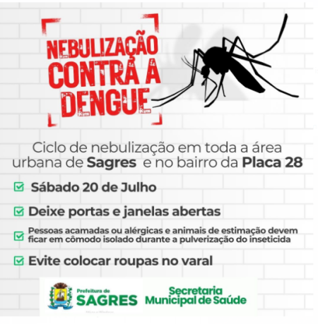 Sagres realiza nebulizaÃ§Ã£o contra a dengue no sÃ¡bado
