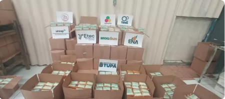 Barras de sabÃ£o ecolÃ³gico produzidas pelo projeto 'Ãleo do Bem' sÃ£o encaminhadas para Rio Grande do Sul