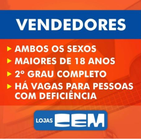 Lojas CEM estÃ¡ com vaga de emprego disponÃ­vel para unidade de Osvaldo Cruz