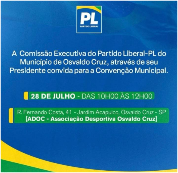 Convenção do PL deve confirmar Edmar Mazucato como candidato a prefeito de Osvaldo Cruz