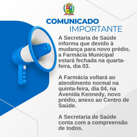 MudanÃ§a de prÃ©dio fecha FarmÃ¡cia Municipal de Osvaldo Cruz nesta quarta-feira (03)