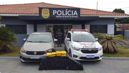 Estudante de medicina bate carro enquanto fugia de viatura e acaba preso com mais de 250kg de maconha e skank, em Anhumas
