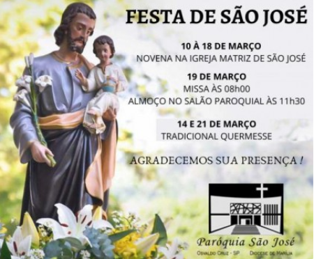 CatÃ³licos de Osvaldo Cruz preparam os festejos do dia do Padroeiro SÃ£o JosÃ©