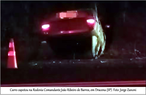 Homem sofre acidente com capotamento na Rodovia SP-294, em Dracena