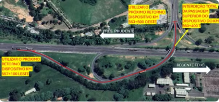 Trecho da Rodovia Raposo Tavares Ã© interditado para serviÃ§os de recuperaÃ§Ã£o em Presidente Prudente