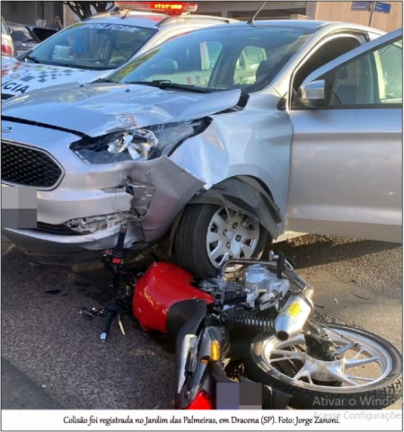 Motociclista fratura o fÃªmur apÃ³s colisÃ£o com carro em Dracena
