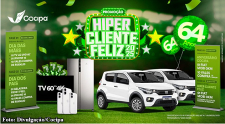 Com dois automÃ³veis, Cocipa lanÃ§a a ediÃ§Ã£o 2025 da campanha Hiper Cliente Feliz