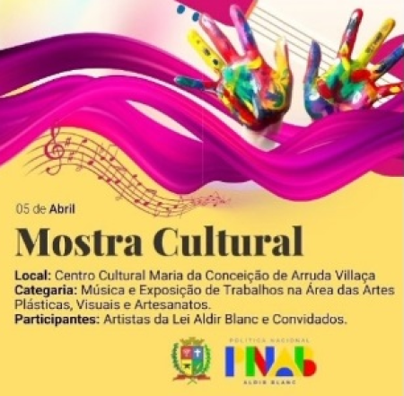 Secretaria de Cultura, Esportes e Turismo realiza Mostra Cultural da Lei Aldir Blanc neste sÃ¡bado em Osvaldo Cruz