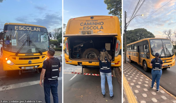 PM e Detran fazem operação de fiscalização em Bastos com foco em ônibus de transporte escolar
