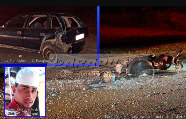 Parapuense morre após colisão traseira envolvendo moto e carro em estrada vicinal