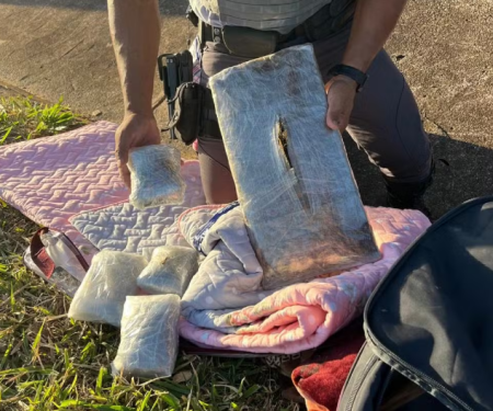 Passageira boliviana Ã© presa com haxixe e skunk dentro de Ã´nibus interestadual na Rodovia Raposo Tavares, em Presidente EpitÃ¡cio