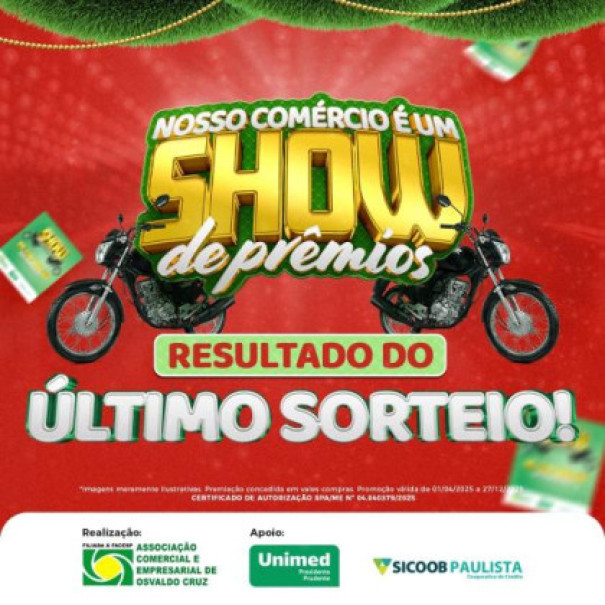 ACEOC realiza sorteio final da campanha “Nosso Comércio é um Show de Prêmios”
