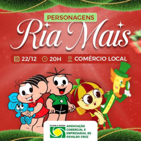 Turma da MÃ´nica anima o comÃ©rcio de Osvaldo Cruz nesta sexta-feira