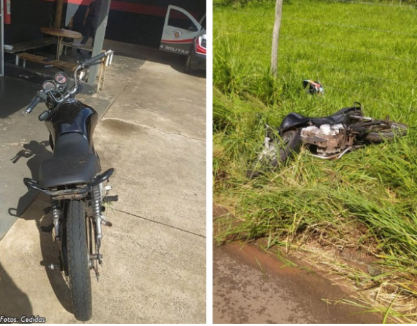 Motociclista sem placa é preso após fuga e queda durante abordagem em Bastos