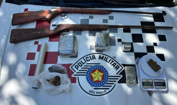Homem é detido em Parapuã após polícia encontrar maconha e espingardas