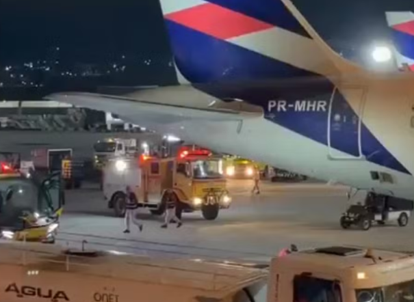 Avião é evacuado após fogo em equipamento no aeroporto de Guarulhos