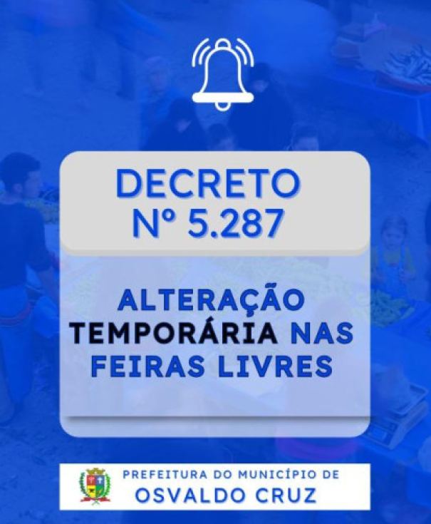 Osvaldo Cruz: feiras livres terão alterações temporárias no fim de ano