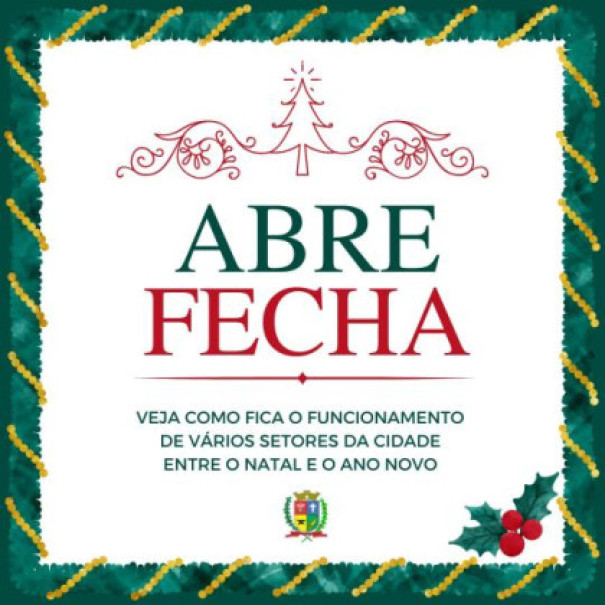 Prefeitura de Osvaldo Cruz define funcionamento dos serviços no Natal e Ano Novo