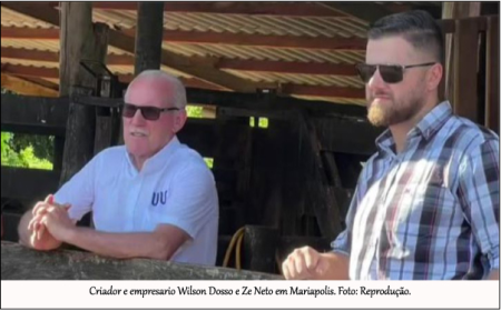 ZÃ© Neto, da dupla ZÃ© Neto & Cristiano, adquire potra Quarto de Milha no Haras WV, em MariÃ¡polis