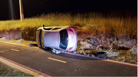Motorista sem CNH Ã© detido por embriaguez apÃ³s capotamento de veÃ­culo em TupÃ£