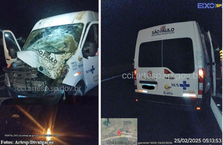 AmbulÃ¢ncia que seguia com pacientes para MarÃ­lia atropela animal na SP-294
