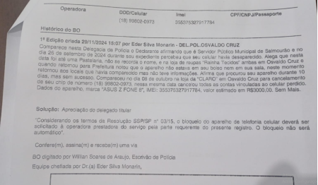 Furto de celular de marido da Prefeita de SalmourÃ£o leva PolÃ­cia Civil a cumprir mandados