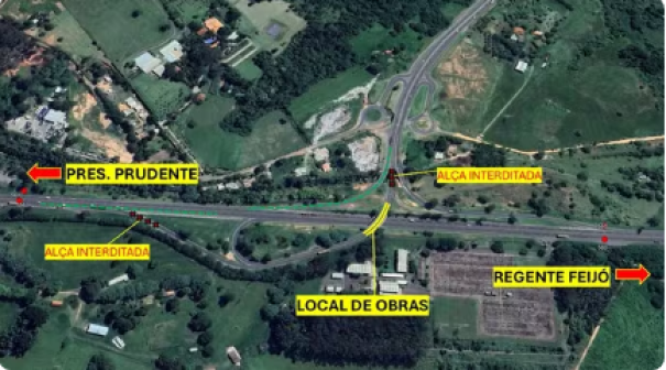 Alças de acesso da Rodovia Raposo Tavares são interditadas para obras, a partir desta sexta-feira, em Presidente Prudente