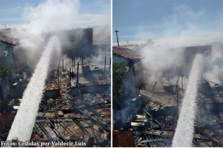 IncÃªndio destrÃ³i residÃªncia de madeira em Bastos