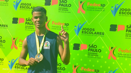 O atleta osvaldocruzense Miguel Asse Neves Ã© campeÃ£o estadual e estÃ¡ classificado para os jogos escolares brasileiros.