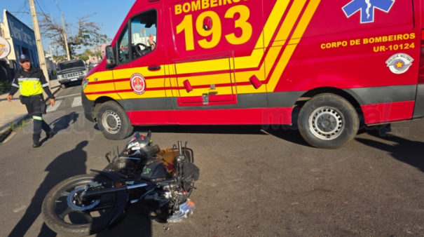 Motociclista fica ferido em colisão na Rua Estados Unidos em Tupã