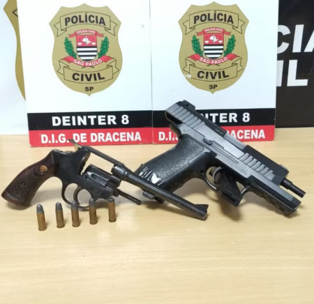 Homem Ã© preso em flagrante com revÃ³lver municiado e simulacro de pistola no Portal dos GirassÃ³is, em Dracena